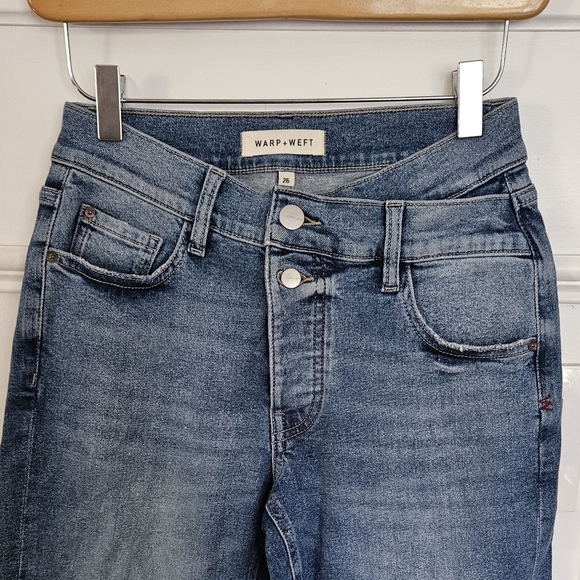 Warp + Weft crossover waistband slim straight jeans - Picture 4 of 9